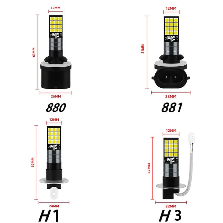 Cross-border hot selling car led fog lamp H3 880 881 24smd 3030 high brightness fog lamp 3
