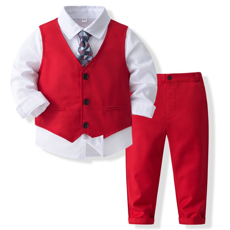 Children's wedding party dress small suit 2024 spring and autumn new style boy long-sleeved one-year-old performance clothing trendy children's suit 6