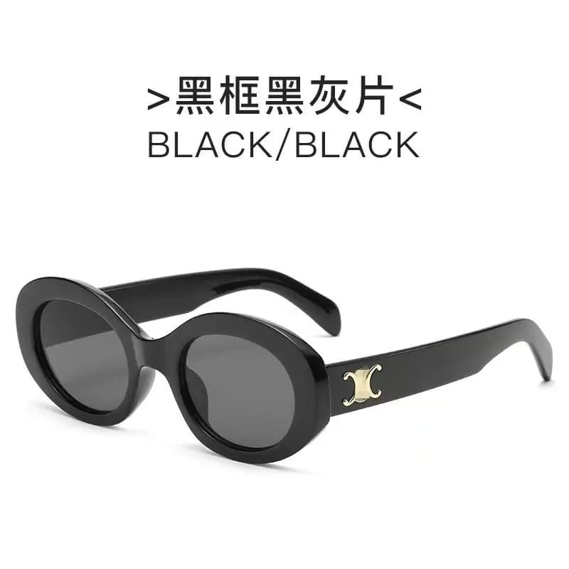 Korean version of retro oval black frame sunglasses 2025 new trendy women ins concave shape white sunglasses internet celebrity model 4