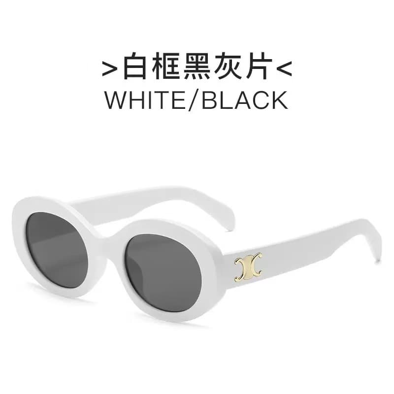 Korean version of retro oval black frame sunglasses 2025 new trendy women ins concave shape white sunglasses internet celebrity model 7