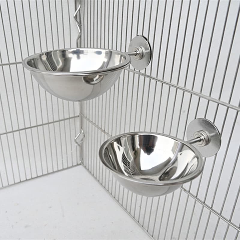 New parrot bird stainless steel food bowl food cup food bowl water cup feeding bowl basin cup birdcage accessories wholesale