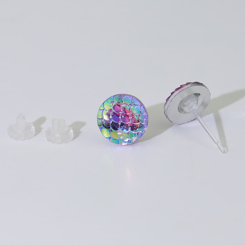 Dopamine Symphony Fish Scale Earrings Cute, Small, Colorful Japanese and Korean Non-pierced Ear Clips Temperament Mermaid Earrings for Women 7