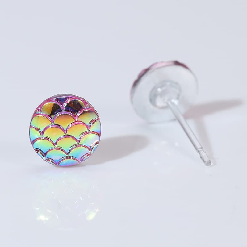 Dopamine Symphony Fish Scale Earrings Cute, Small, Colorful Japanese and Korean Non-pierced Ear Clips Temperament Mermaid Earrings for Women 8