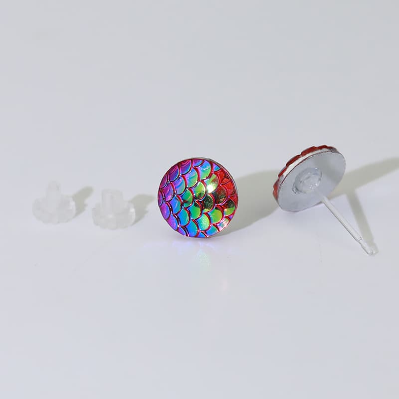 Dopamine Symphony Fish Scale Earrings Cute, Small, Colorful Japanese and Korean Non-pierced Ear Clips Temperament Mermaid Earrings for Women 9
