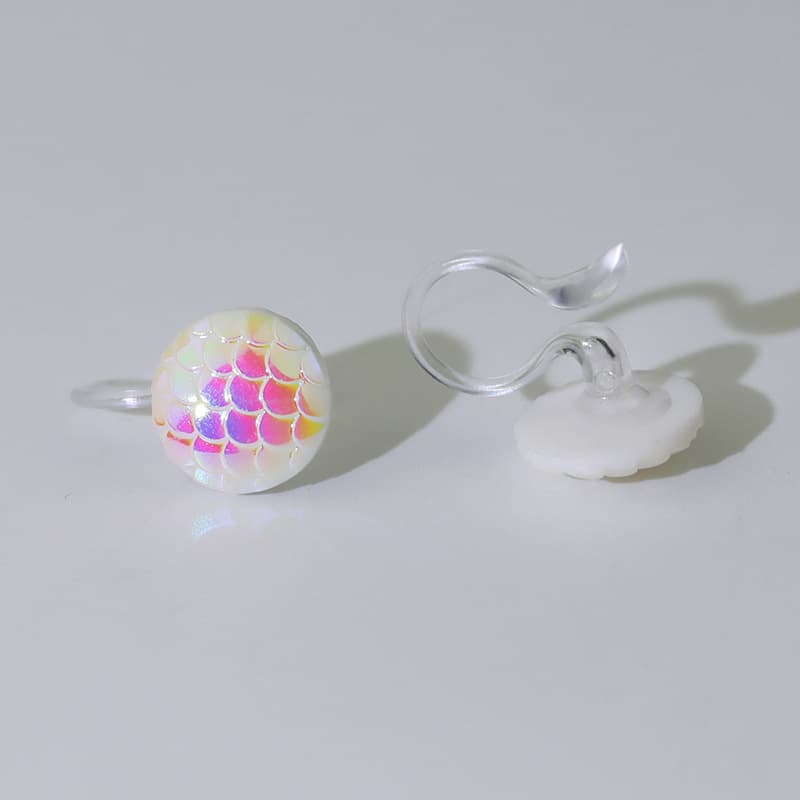 Dopamine Symphony Fish Scale Earrings Cute, Small, Colorful Japanese and Korean Non-pierced Ear Clips Temperament Mermaid Earrings for Women 10