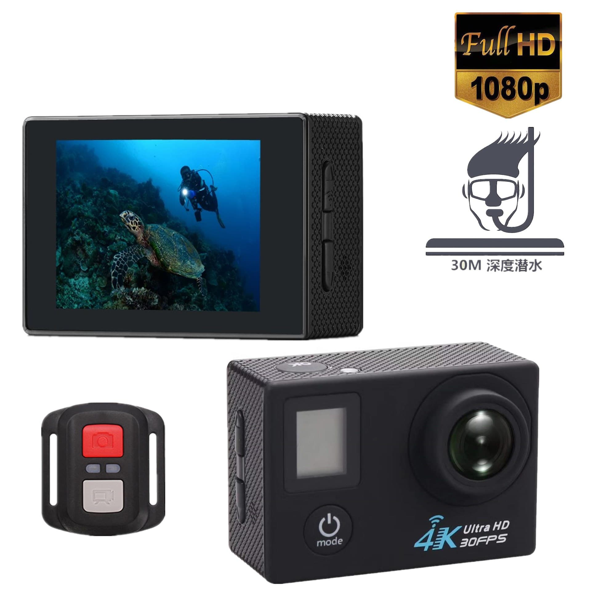 Cross-border hot selling waterproof 4K dual screen with remote control WIFI outdoor sports camera DV diving aerial HD camera 2