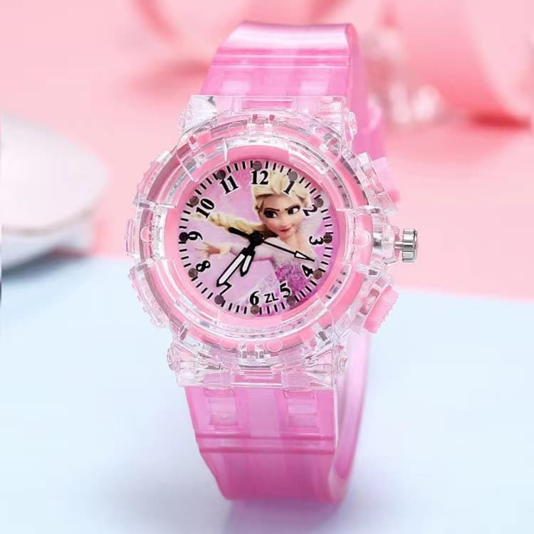 Frozen princess watch children's watch wholesale fashion creative colorful led flash transparent luminous watch 2