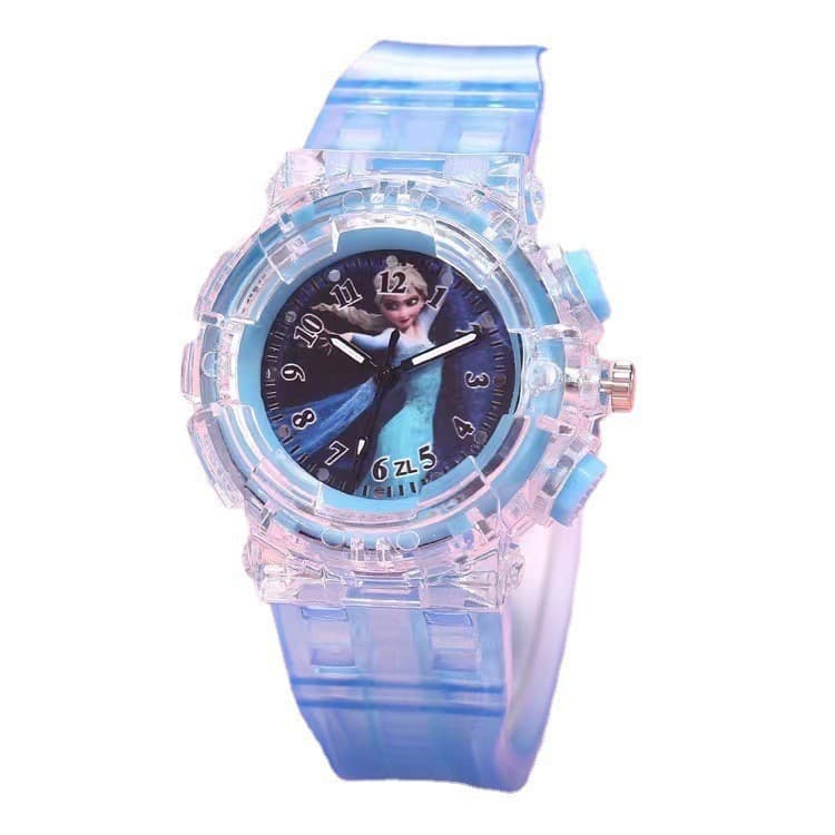Frozen princess watch children's watch wholesale fashion creative colorful led flash transparent luminous watch 3