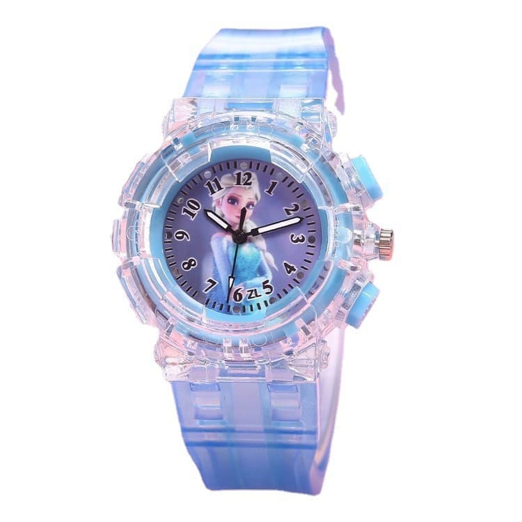 Frozen princess watch children's watch wholesale fashion creative colorful led flash transparent luminous watch 6