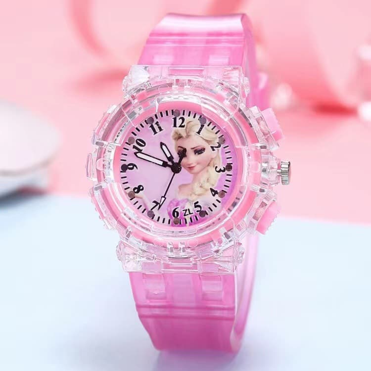 Frozen princess watch children's watch wholesale fashion creative colorful led flash transparent luminous watch 7