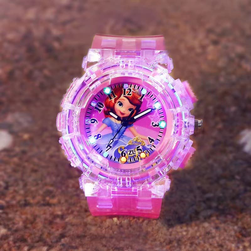 Frozen princess watch children's watch wholesale fashion creative colorful led flash transparent luminous watch 10