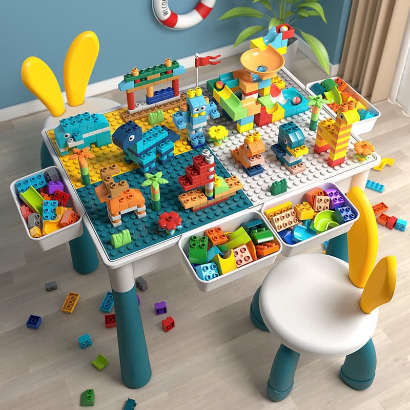 Children's building block table multi-functional learning table compatible with Lego large particle building blocks educational construction water toy table 5 4