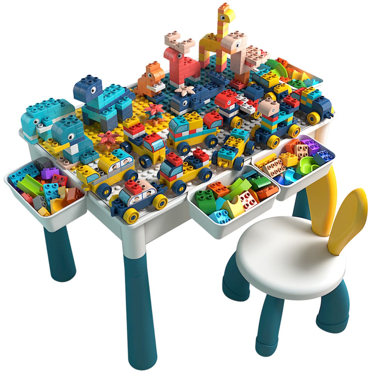 Children's building block table multi-functional learning table compatible with Lego large particle building blocks educational construction water toy table 5 6