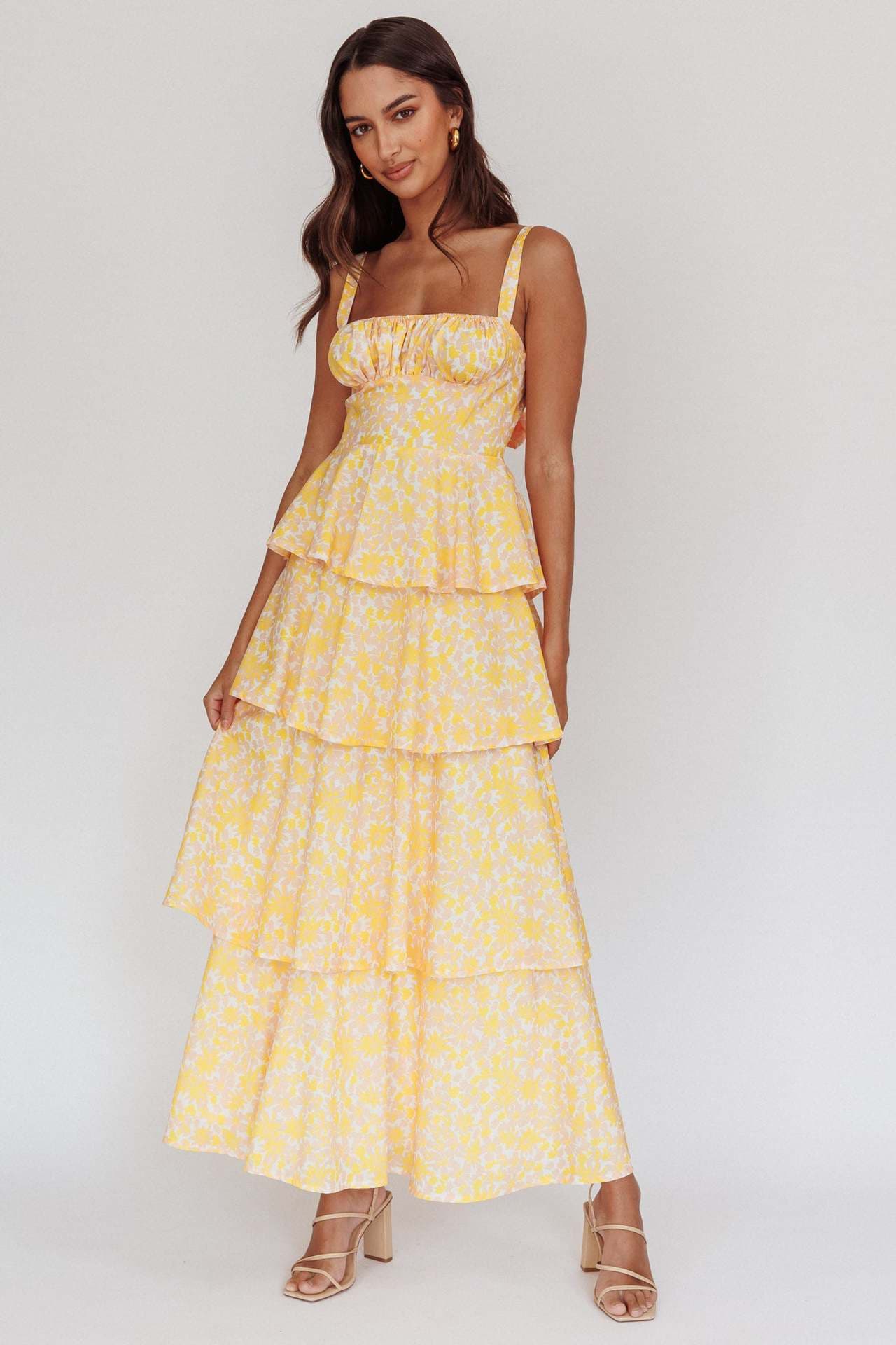 European and American 2025 new spring and summer bow floral dress holiday party temperament printed dress 8