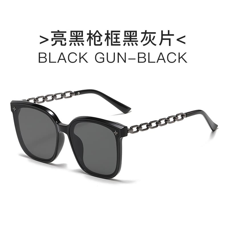 New large frame sunglasses for women, high-end anti-UV sunglasses, design chain temples, fashionable sunglasses for men 7