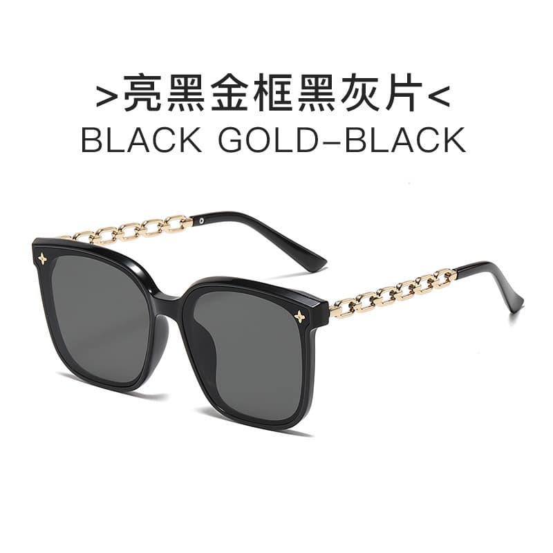 New large frame sunglasses for women, high-end anti-UV sunglasses, design chain temples, fashionable sunglasses for men 8