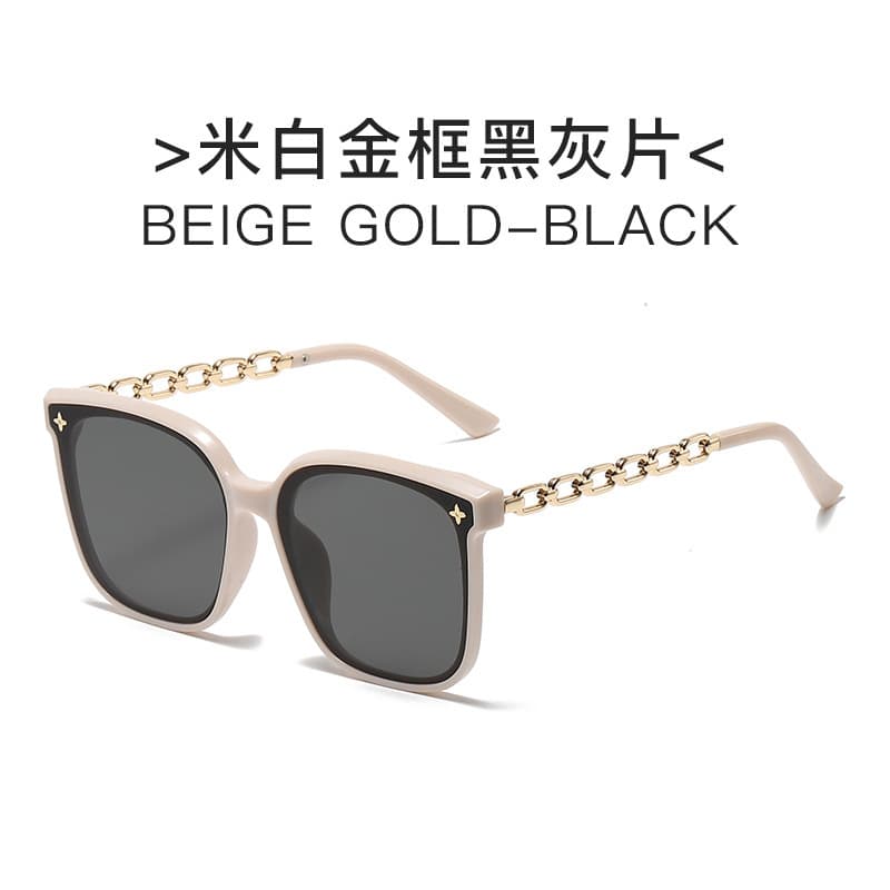 New large frame sunglasses for women, high-end anti-UV sunglasses, design chain temples, fashionable sunglasses for men 10