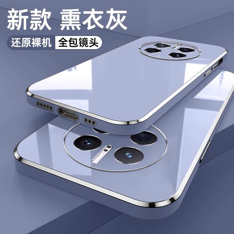 Suitable for Huawei mate50 mobile phone case solid color straight edge electroplating P60Pro solid color soft shell protective cover anti-fall shell 5