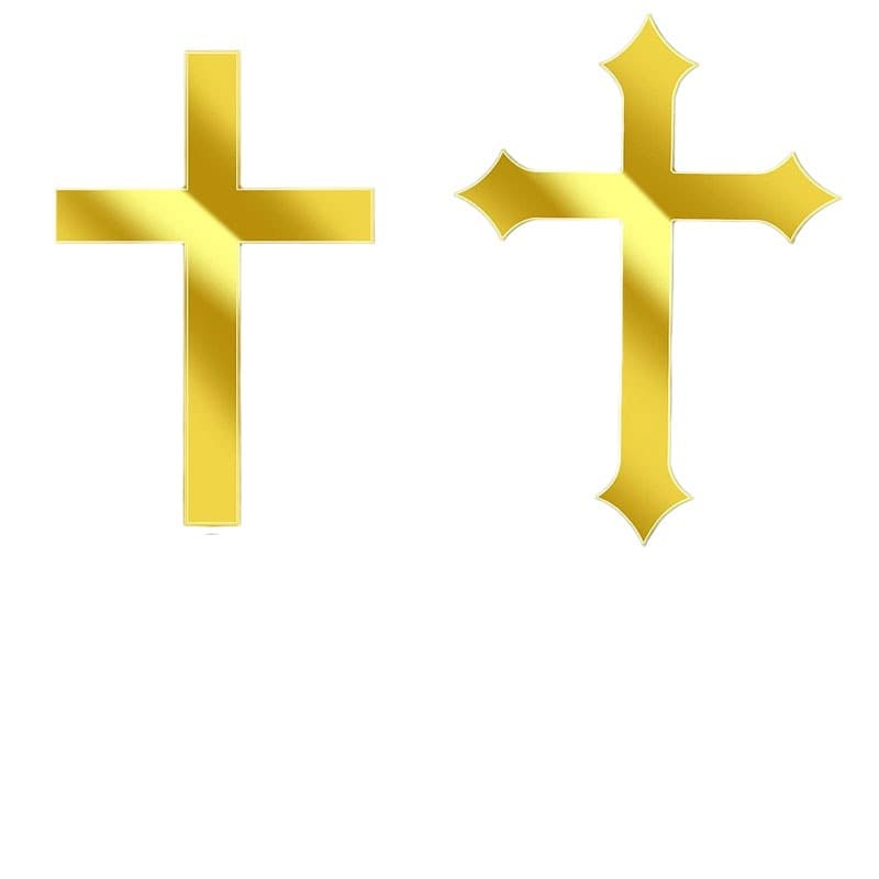 Baby Holy Communion Baptism Theme Party Decoration Insert New Mirror Gold Acrylic Cross Cake Insert 6