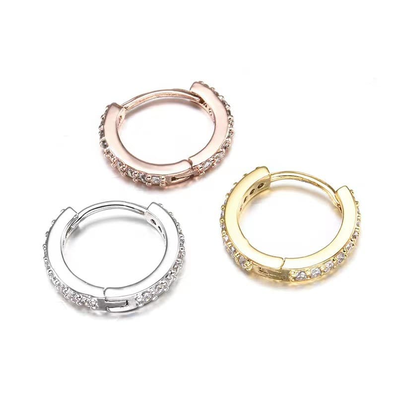 Micropaved round zircon copper earrings, ear buckles, copper multi-fashion personalized foreign trade jewelry, source manufacturer direct sales and wholesale 5