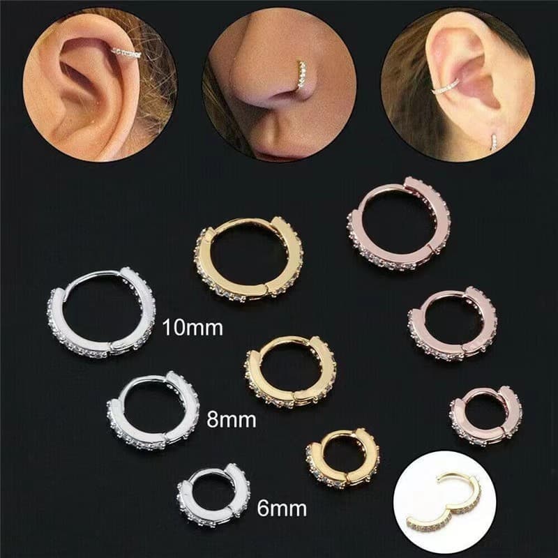 Micropaved round zircon copper earrings, ear buckles, copper multi-fashion personalized foreign trade jewelry, source manufacturer direct sales and wholesale 7