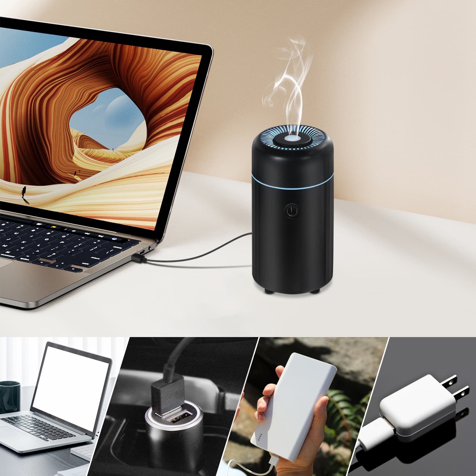 Smart Car Humidifier Air Purifier 100ml Automatic Fragrance Machine Colorful Atmosphere Light Car Aromatherapy Machine 4