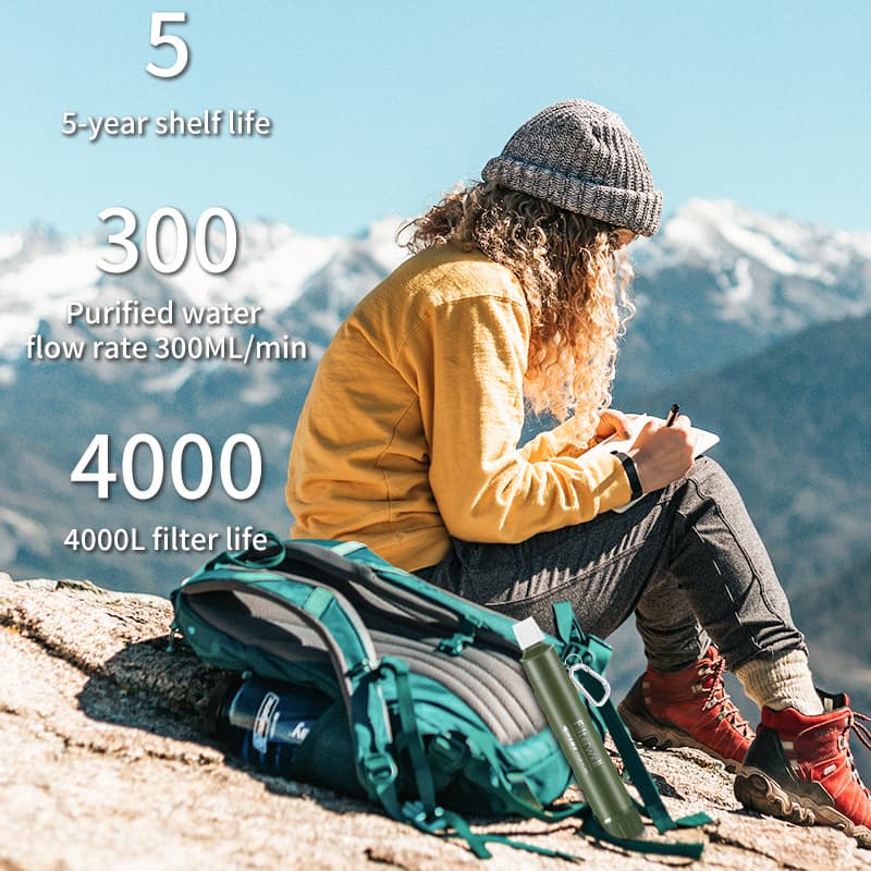 Outdoor cross-border portable direct drinking filter straw wild climbing camping survival water purifier 5