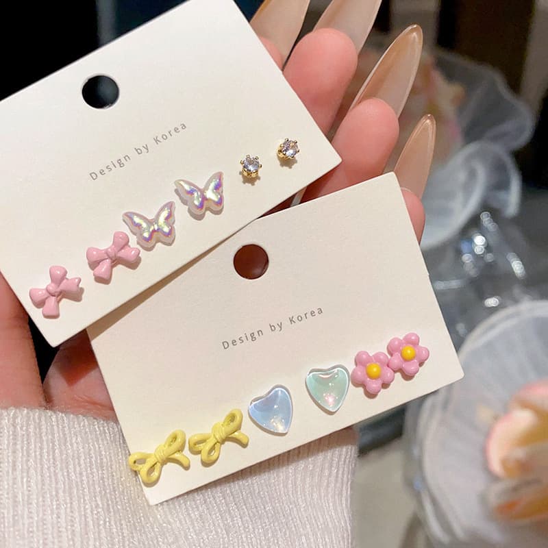 925 silver needle exquisite bow set earrings for women ins style high-end design temperament internet celebrity ear jewelry wholesale 5