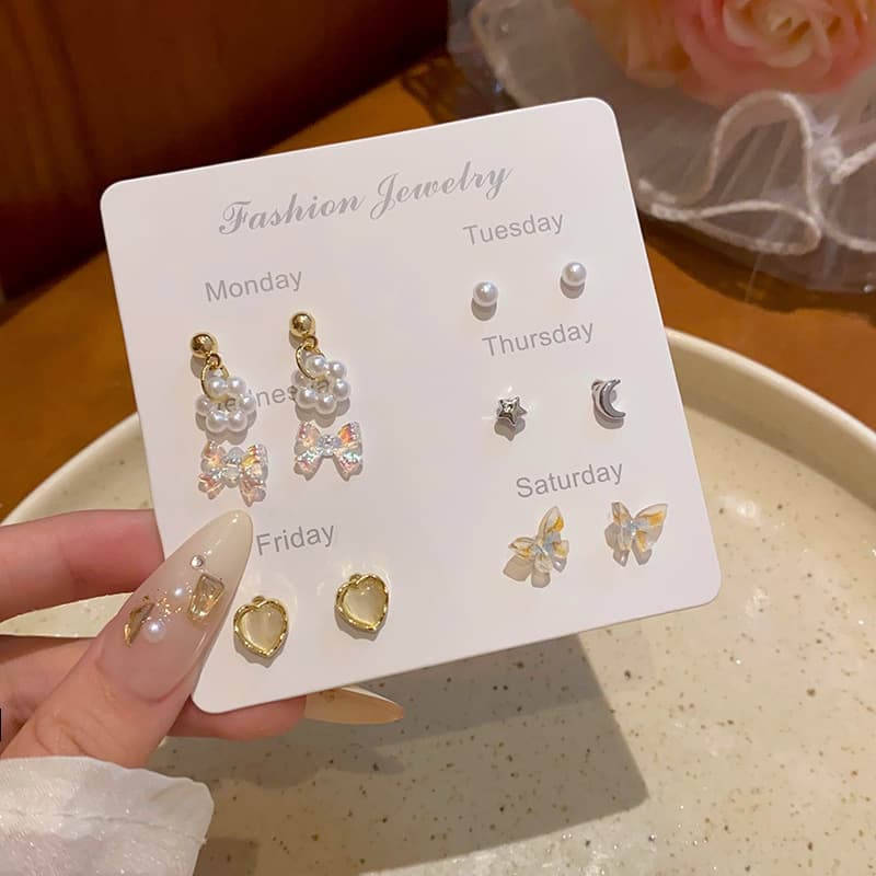 925 silver needle exquisite bow set earrings for women ins style high-end design temperament internet celebrity ear jewelry wholesale 8
