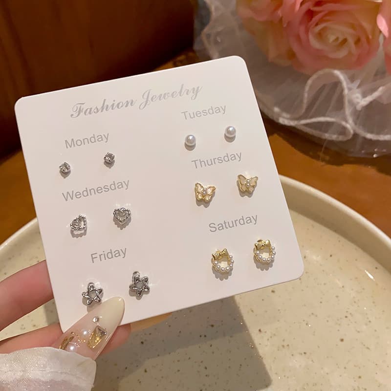 925 silver needle exquisite bow set earrings for women ins style high-end design temperament internet celebrity ear jewelry wholesale 10