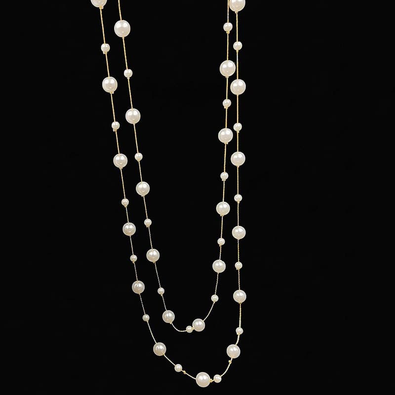 Korean Fashion Long Pearl Necklace Feminine Light Luxurious High-end Sweater Chain Versatile Autumn and Winter Necklace Wholesale 5