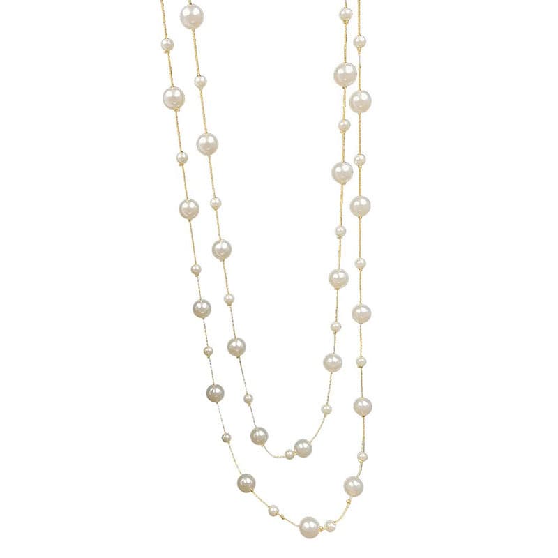 Korean Fashion Long Pearl Necklace Feminine Light Luxurious High-end Sweater Chain Versatile Autumn and Winter Necklace Wholesale 6