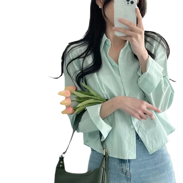 Korean chic thin white shirt women's spring and autumn design niche loose small top shirt 6