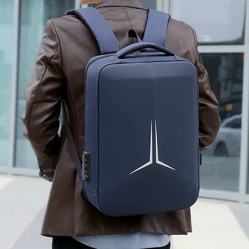 Anti-theft waterproof business bag men's laptop bag 15.6-inch motorcycle shaped luminous large capacity backpack 4