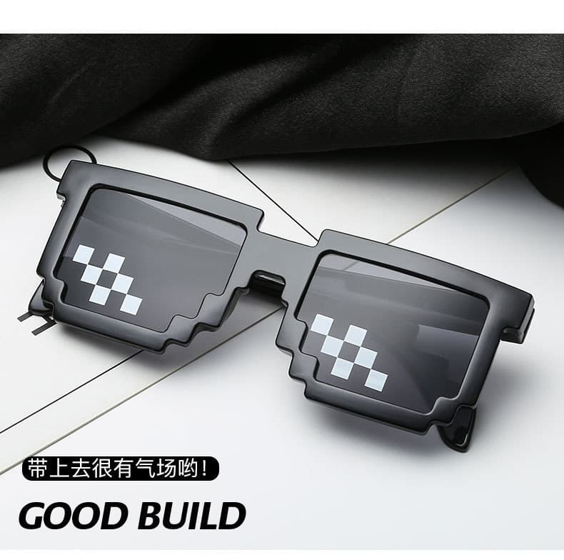 Male and female internet celebrity mosaic party glasses funny artifact student performance black sunglasses personalized pixel sunglasses 3