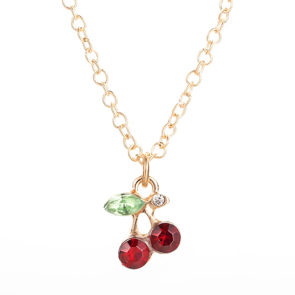 Cross-border Korean version of ins hot-selling jewelry, fashionable and cute dotted diamond red cherry necklace necklace wholesale, exclusive for foreign trade 5