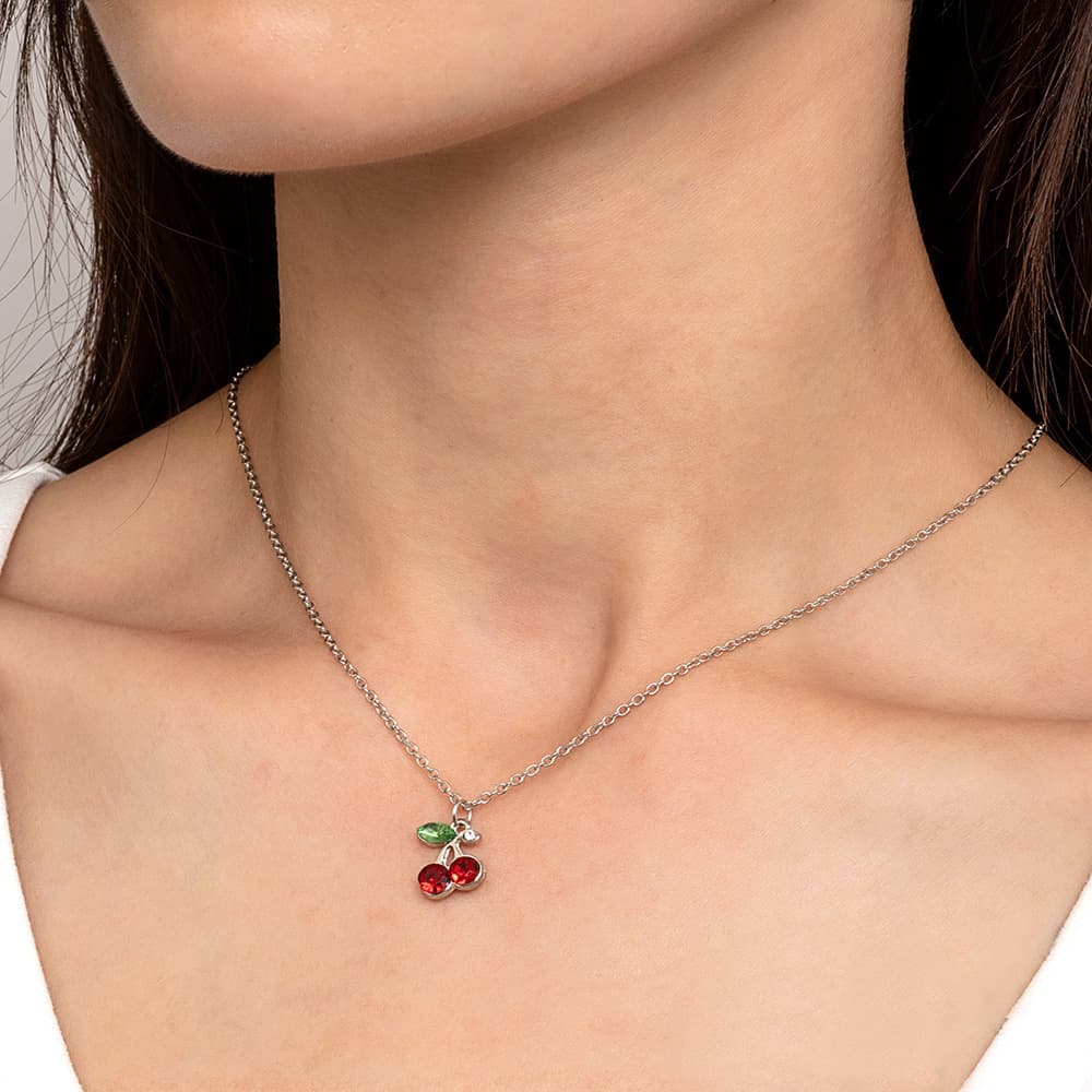 Cross-border Korean version of ins hot-selling jewelry, fashionable and cute dotted diamond red cherry necklace necklace wholesale, exclusive for foreign trade 1