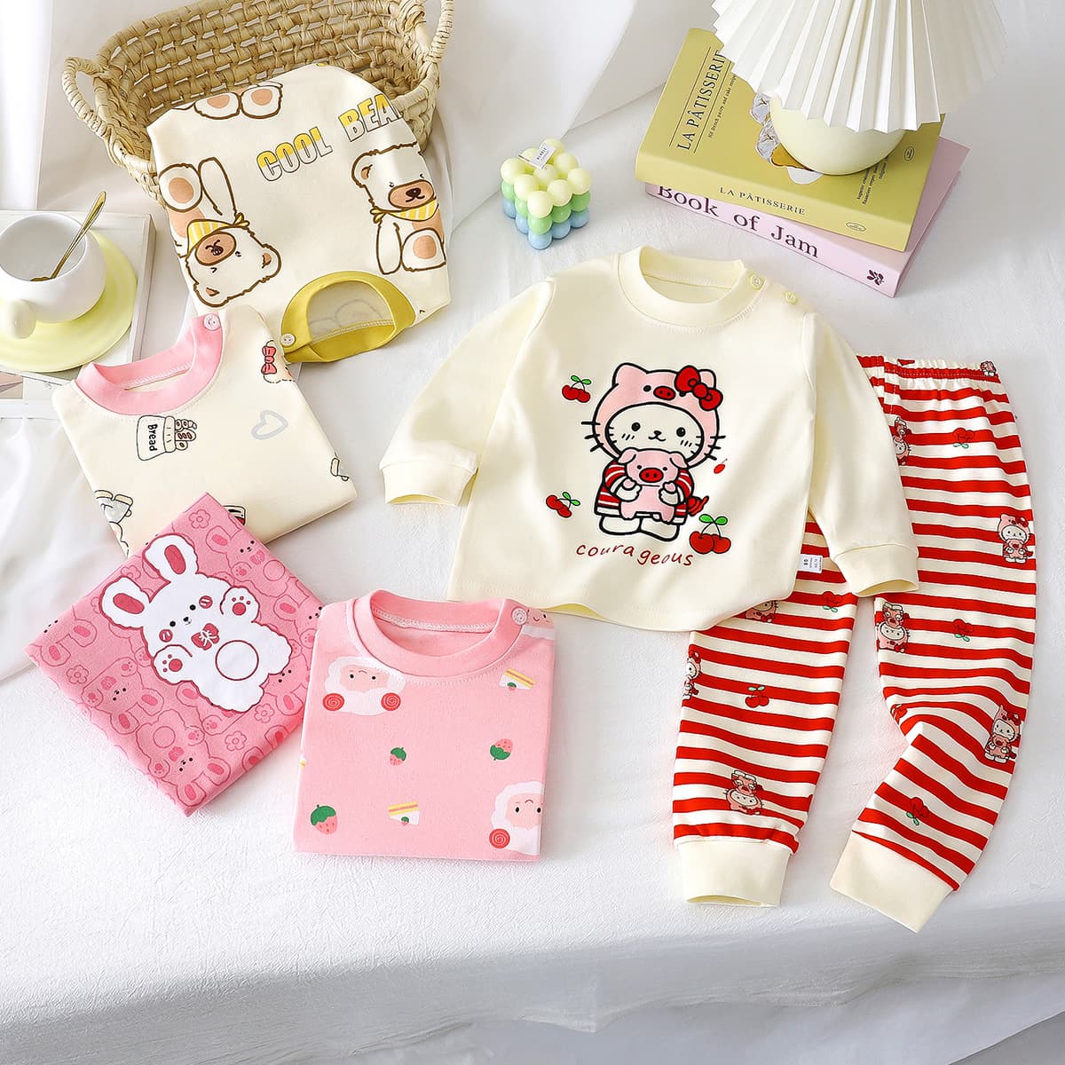 Children's Autumn Clothes and Autumn Pants Sets Baby Cotton Autumn Baby Underwear Girls Boys Children's Cartoon Warmth 2