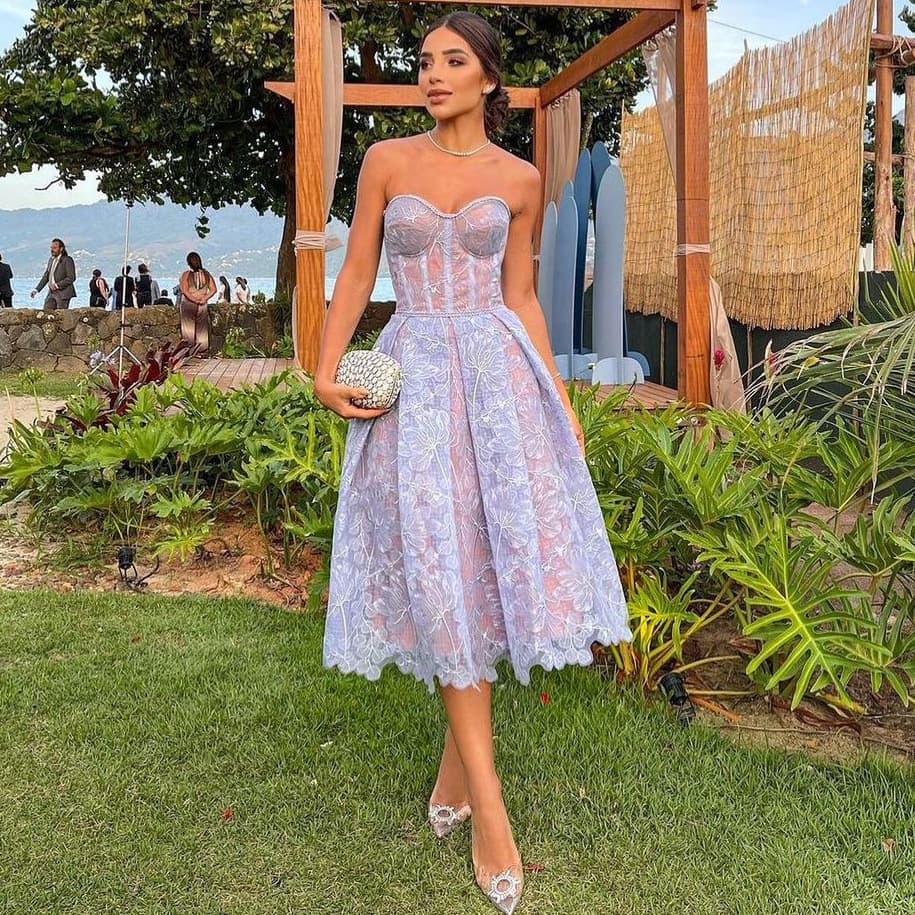 Summer new European and American foreign trade cross-border evening dress women's tight tube top dress sexy embroidered lace dress 2