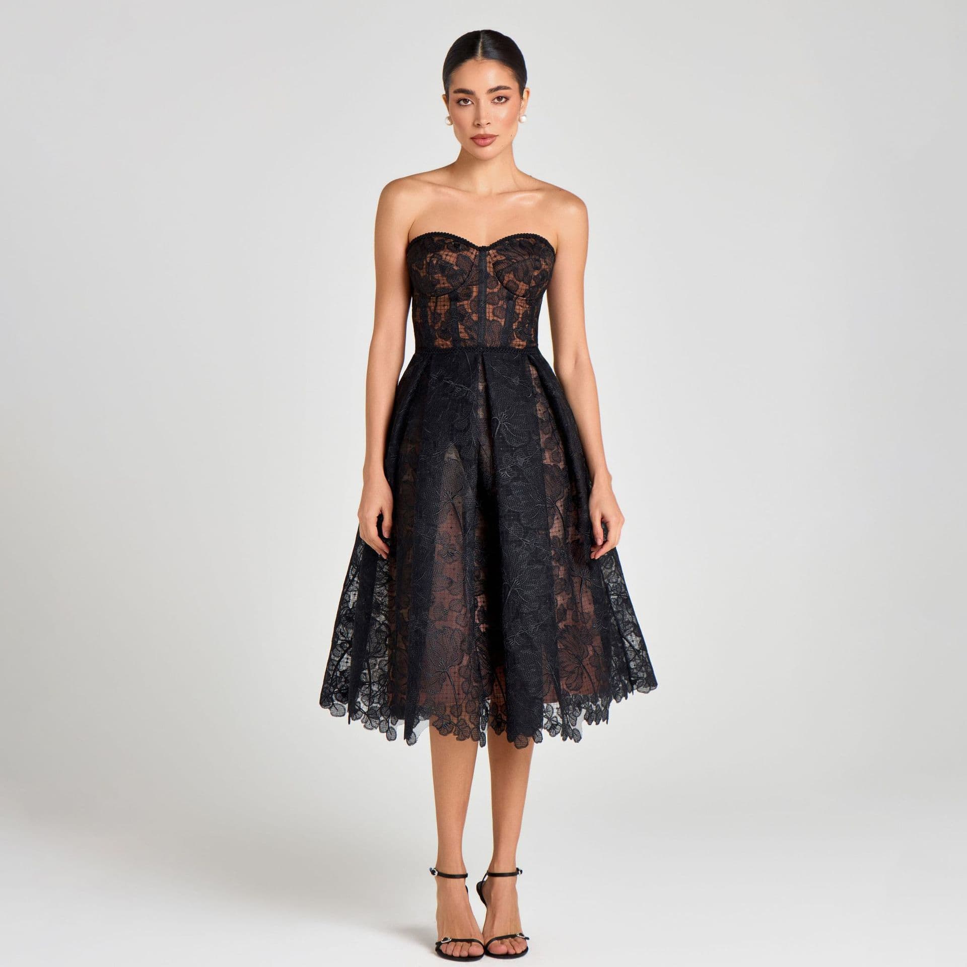 Summer new European and American foreign trade cross-border evening dress women's tight tube top dress sexy embroidered lace dress 8