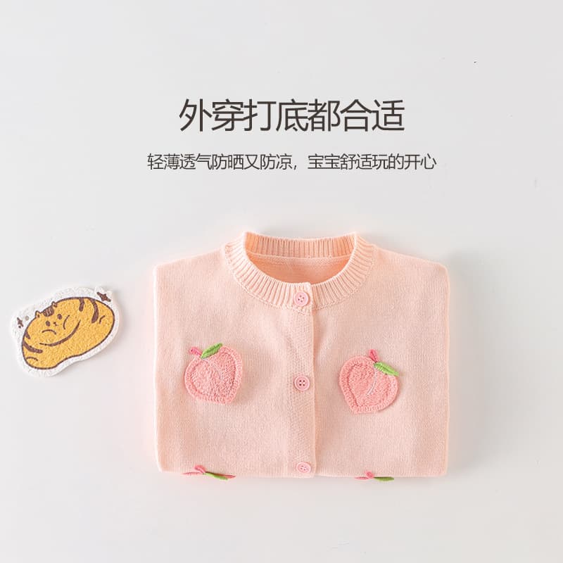Baby Knitted Cardigan Baby Girl 2026 Spring and Autumn Sweater Small Jacket Girls Autumn Top with Princess Style 3