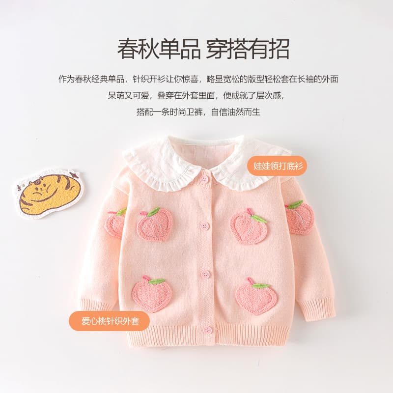Baby Knitted Cardigan Baby Girl 2026 Spring and Autumn Sweater Small Jacket Girls Autumn Top with Princess Style 5