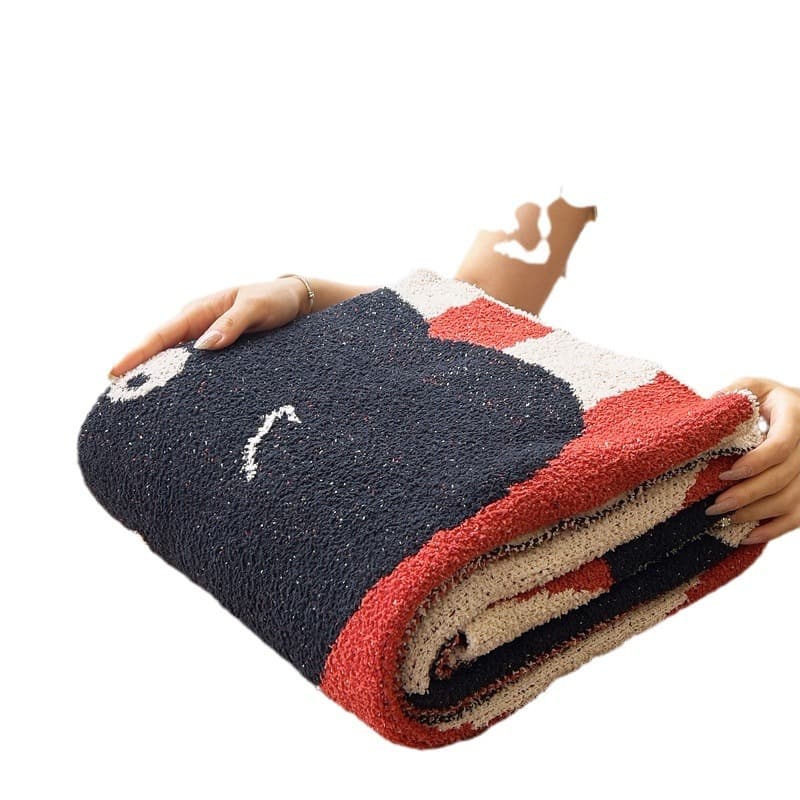Household French elephant cartoon half-edge velvet knitted blanket sofa blanket shawl blanket picnic outdoor ins style 6