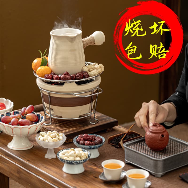 Cooking tea around the stove, barbecue stove, charcoal stove, charcoal stove, mud stove, clay stove, large portable tea stove, camping outdoor 4