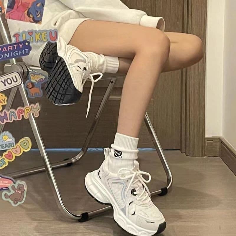 Dad's shoes for women 2025 popular mesh casual running sneakers for women versatile thick-soled breathable shoes ins trendy D-4 4