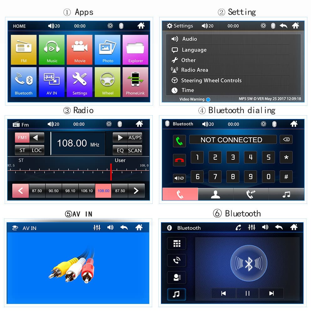 7018bMP5 HD large screen car bluetooth car inch player card radio car audio CD 3