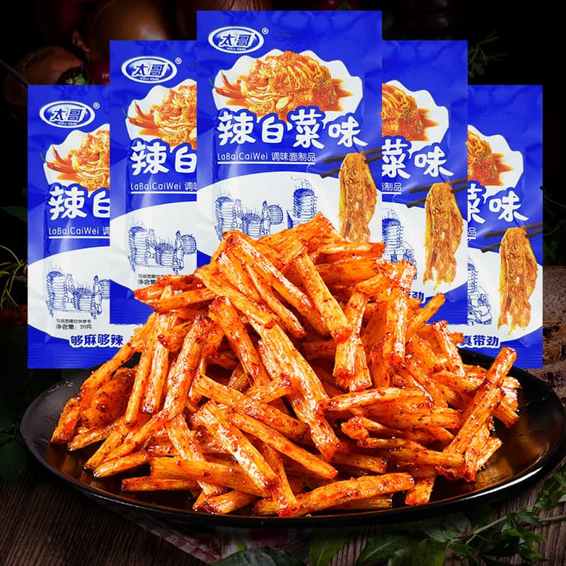 Taige Spicy Cabbage Spicy Strips Childhood Nostalgic Spicy Snacks Campus Five Cents Snacks 3