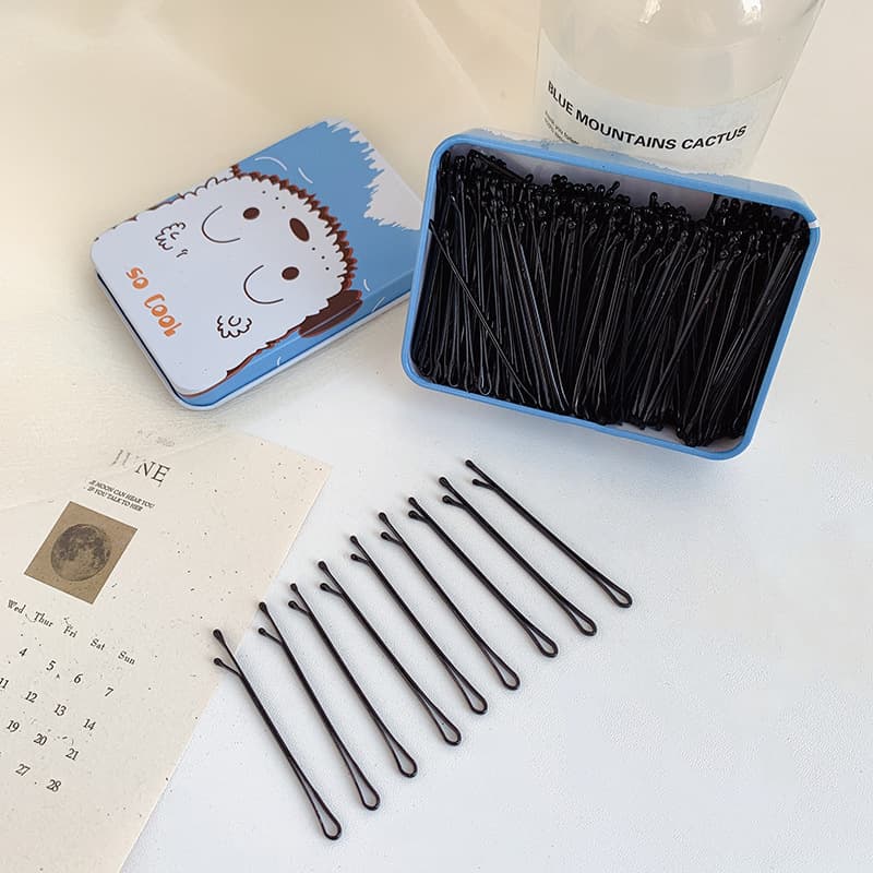 Black one-word hairpin, small black hairpin, hairpin, broken hair edge clip, wavy rigid clip, female fixed hair clip 7