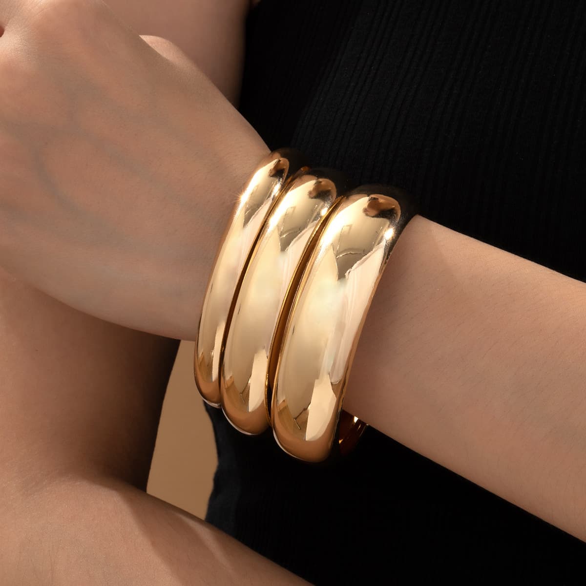 Cross-border accessories new fashion hand jewelry arc glossy closed ring exquisite bracelet set combination jewelry wholesale 2