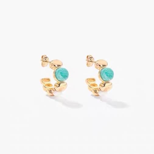 French niche fashion retro Aurelie Bidermann bohemian style natural amazonite earrings 6